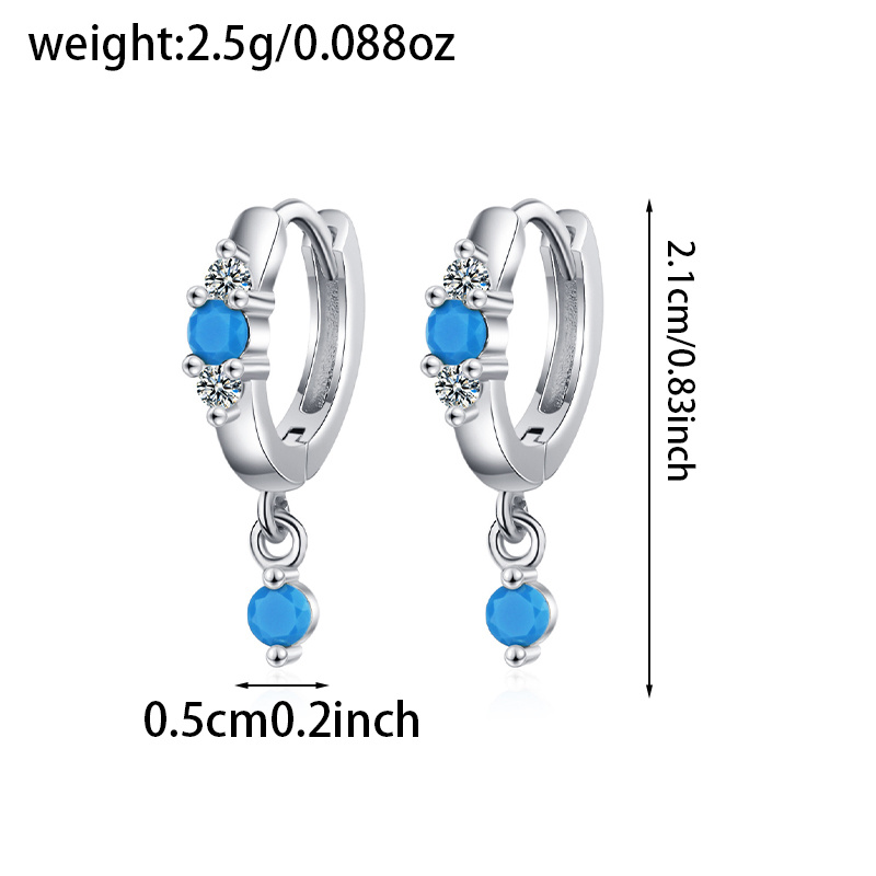 Women's Round Huggie Small Hoop Earrings with Gold Bead Pendant